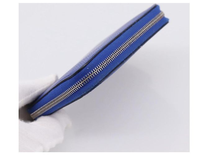 Hermès HERMES Azap Compact Silk In Wallet Leather Blue Silver Auth 198794V Argento - vista 5