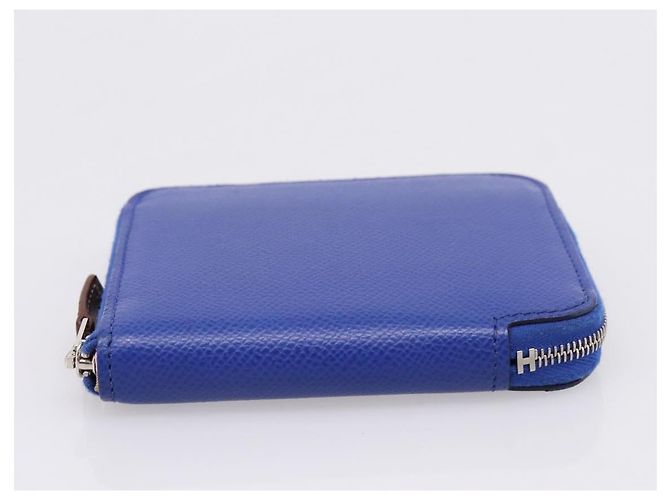 Hermès HERMES Azap Compact Silk In Wallet Leather Blue Silver Auth 198794V Argento - vista 6
