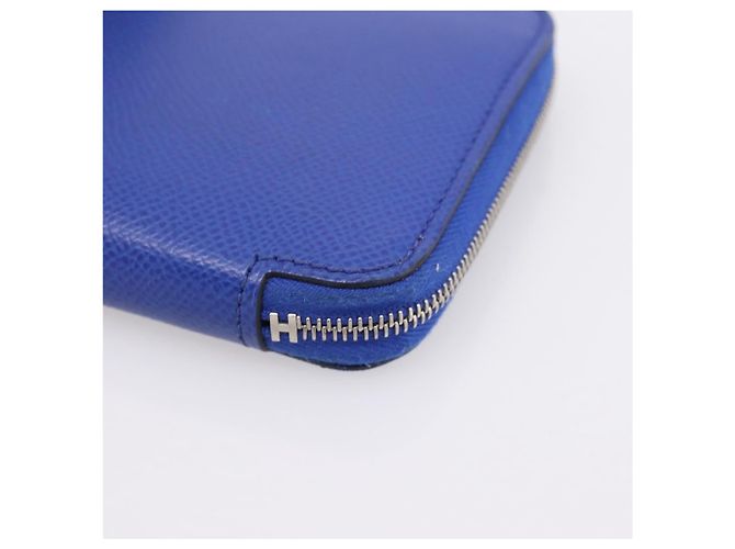 Hermès HERMES Azap Compact Silk In Wallet Leather Blue Silver Auth 198794V Argento - vista 7