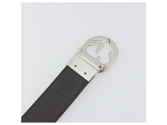 Cintura GUCCI GuccissimaGG Interlocking G in pelle nera e argento 473030 Auth BA15074V Nero - vista 10