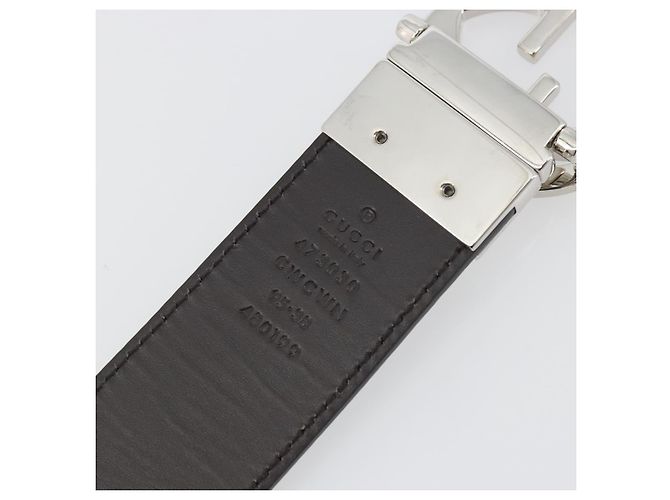 Cintura GUCCI GuccissimaGG Interlocking G in pelle nera e argento 473030 Auth BA15074V Nero - vista 11