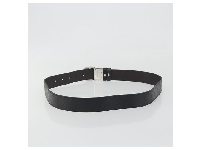 Cintura GUCCI GuccissimaGG Interlocking G in pelle nera e argento 473030 Auth BA15074V Nero - vista 2