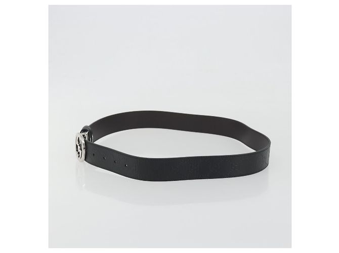 Cintura GUCCI GuccissimaGG Interlocking G in pelle nera e argento 473030 Auth BA15074V Nero - vista 3