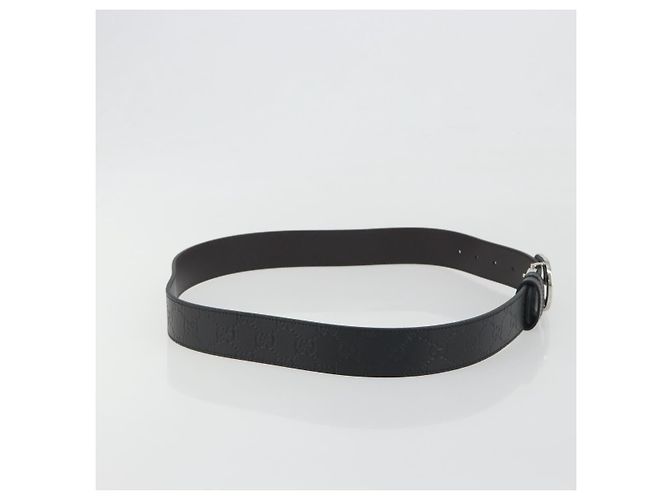 Cintura GUCCI GuccissimaGG Interlocking G in pelle nera e argento 473030 Auth BA15074V Nero - vista 4