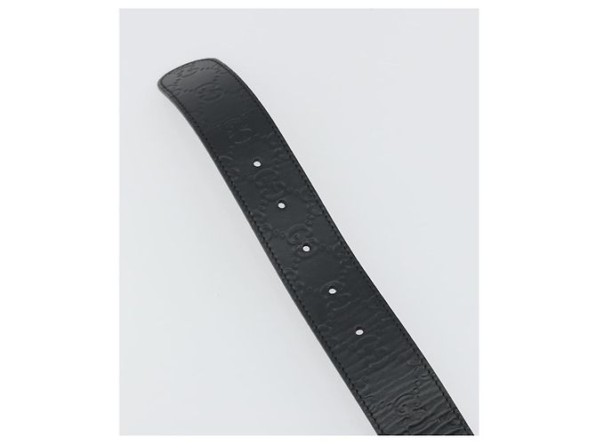 Cintura GUCCI GuccissimaGG Interlocking G in pelle nera e argento 473030 Auth BA15074V Nero - vista 7