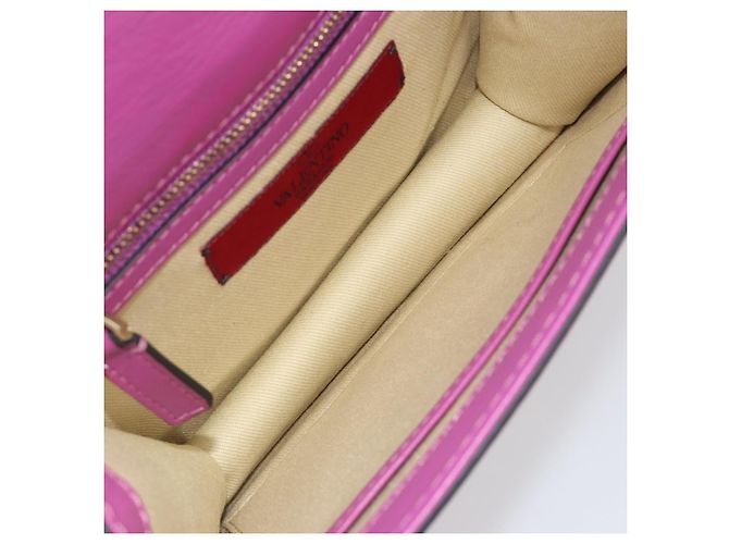 Sac à épaule VALENTINO Studs Chain en cuir Rose Doré Auth BA14809A - vue 11
