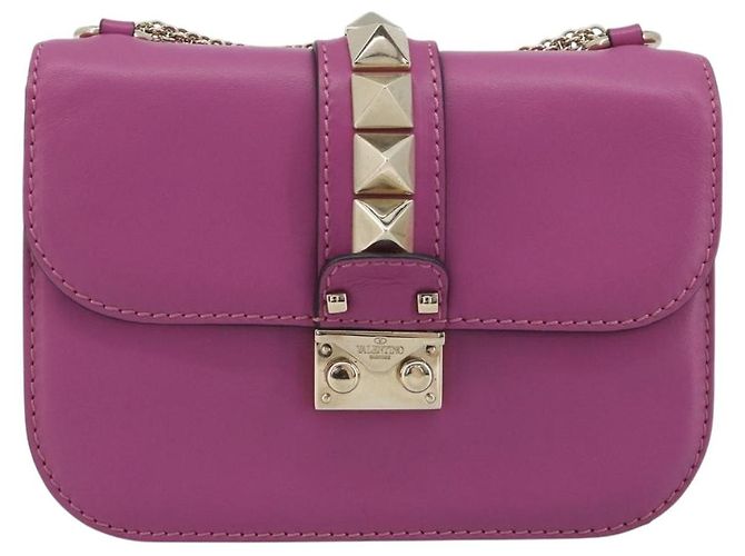 Sac à épaule VALENTINO Studs Chain en cuir Rose Doré Auth BA14809A - vue 13
