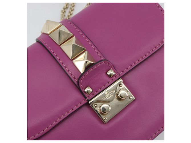 Sac à épaule VALENTINO Studs Chain en cuir Rose Doré Auth BA14809A - vue 17