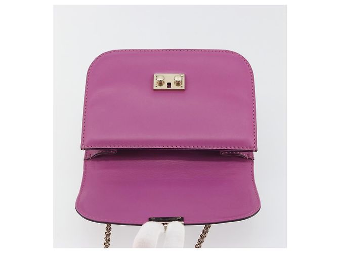 Sac à épaule VALENTINO Studs Chain en cuir Rose Doré Auth BA14809A - vue 18