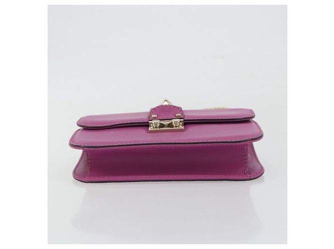 Sac à épaule VALENTINO Studs Chain en cuir Rose Doré Auth BA14809A - vue 5