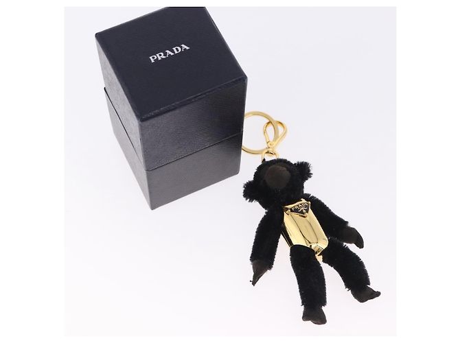 Charm Gorilla PRADA in metallo nero e oro Auth 196727M - vista 12