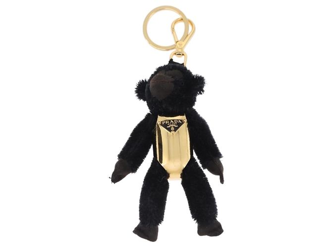 Charm Gorilla PRADA in metallo nero e oro Auth 196727M - vista 2