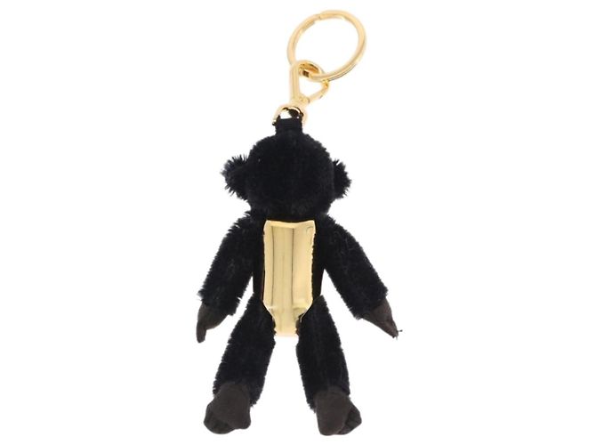 Charm Gorilla PRADA in metallo nero e oro Auth 196727M - vista 3