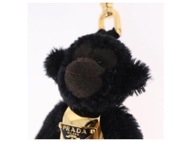 Charm Gorilla PRADA in metallo nero e oro Auth 196727M - vista 4