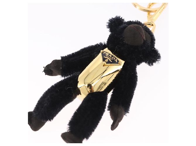 Charm Gorilla PRADA in metallo nero e oro Auth 196727M - vista 5