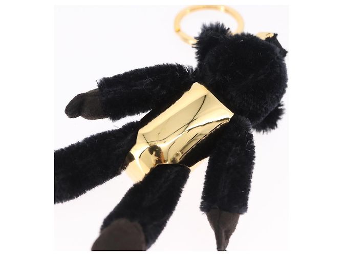 Charm Gorilla PRADA in metallo nero e oro Auth 196727M - vista 9