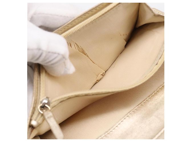 Cartera larga CHANEL Matelasse de piel de cordero Gold CC Auth BA15252 Dorado - vista 10