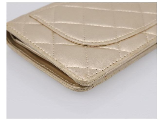 Cartera larga CHANEL Matelasse de piel de cordero Gold CC Auth BA15252 Dorado - vista 16
