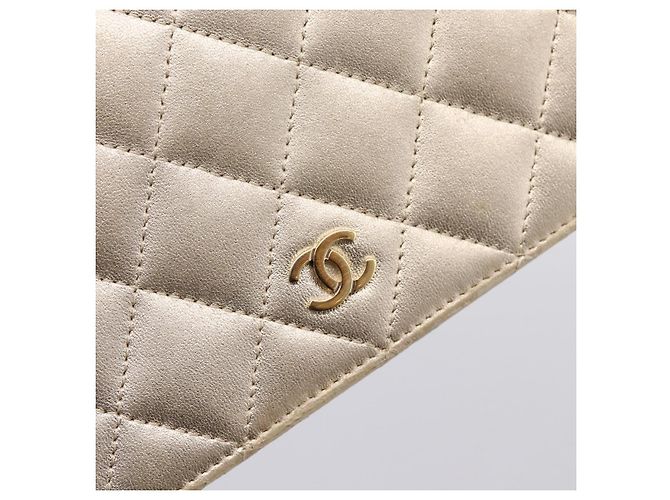 Cartera larga CHANEL Matelasse de piel de cordero Gold CC Auth BA15252 Dorado - vista 17