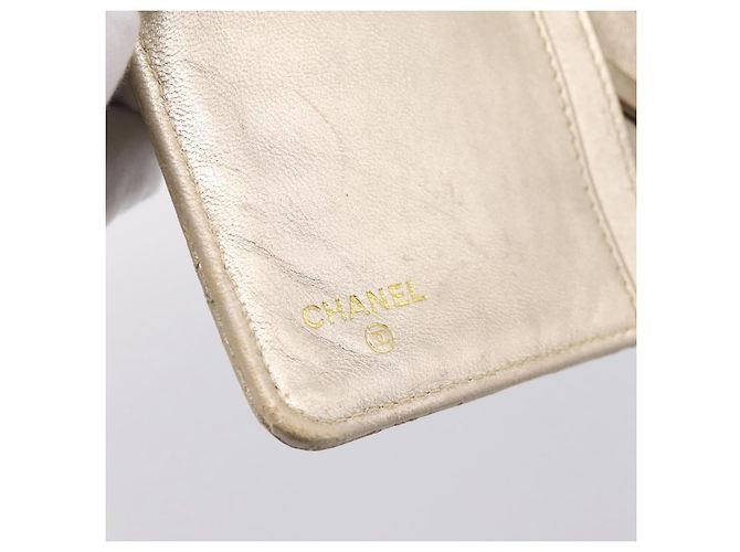 Cartera larga CHANEL Matelasse de piel de cordero Gold CC Auth BA15252 Dorado - vista 18