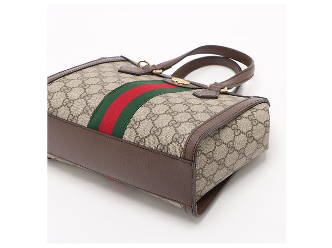 Gucci Ophidia GG Small Striped Canvas 2-Ways Tote Crossbody GG Supreme - vista 3