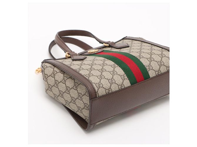 Gucci Ophidia GG Small Striped Canvas 2-Ways Tote Crossbody GG Supreme - vista 4