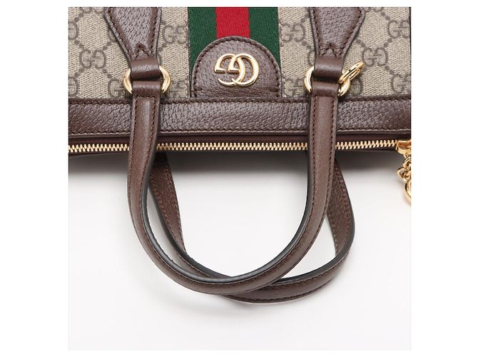 Gucci Ophidia GG Small Striped Canvas 2-Ways Tote Crossbody GG Supreme - vista 5
