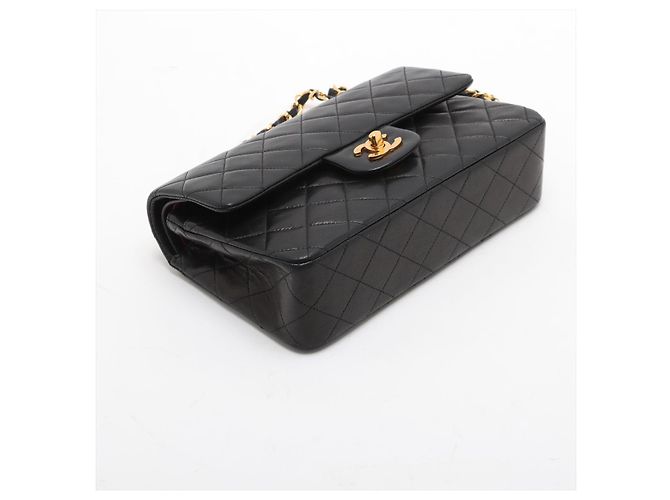 Timeless Chanel Vintage Classic Double Flap Small Schultertasche aus gestepptem Lammleder Schwarz - Ansicht 4