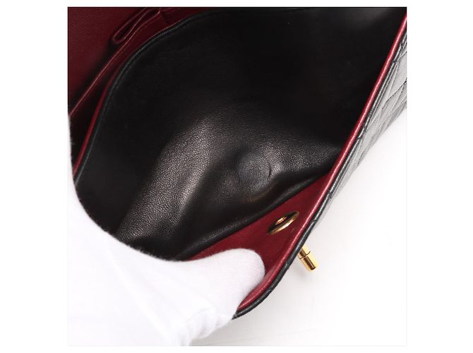 Timeless Chanel Vintage Classic Double Flap Small Schultertasche aus gestepptem Lammleder Schwarz - Ansicht 8