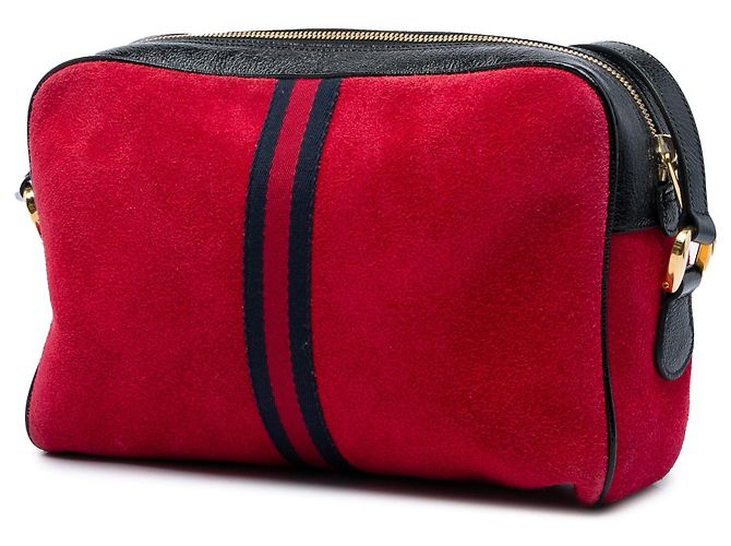 Borsa a tracolla Gucci Ophidia in camoscio rosso con Web - vista 2