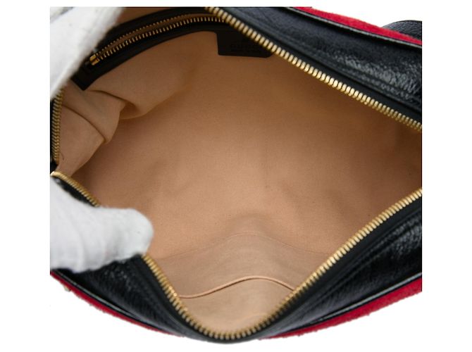 Borsa a tracolla Gucci Ophidia in camoscio rosso con Web - vista 4