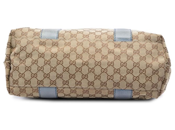Borsa Tote Gucci Medium GG Canvas Bamboo Libeccio Blu - vista 3