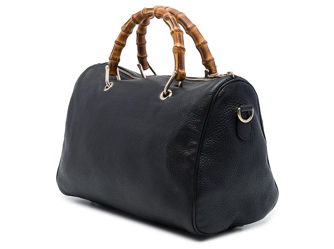 Bamboo Borsa Boston Shopper Gucci Medium in pelle di vitello nera con bambù Nero - vista 2