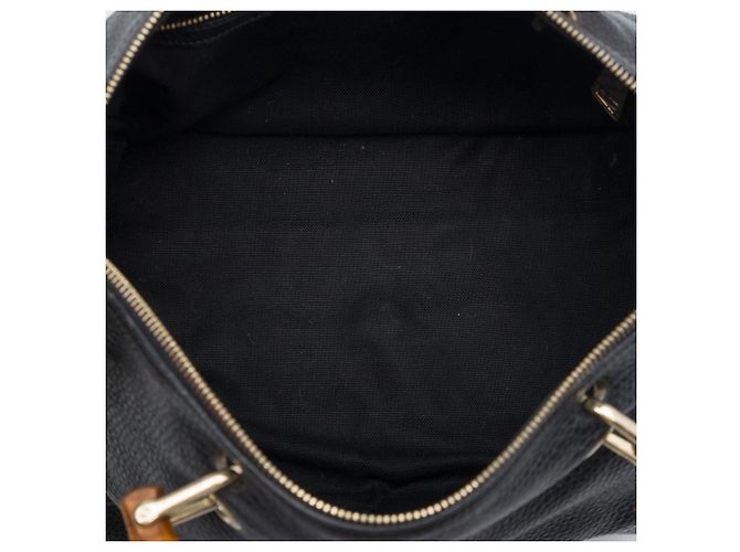 Bamboo Borsa Boston Shopper Gucci Medium in pelle di vitello nera con bambù Nero - vista 4