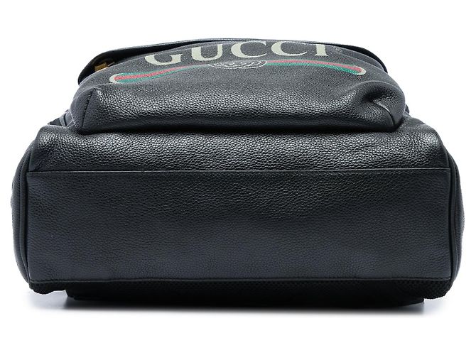 Schwarzer Gucci Leder-Rucksack mit Logo - Ansicht 3