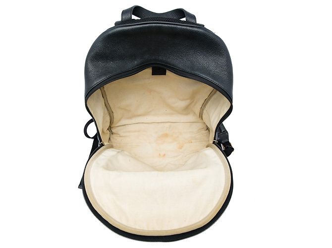 Schwarzer Gucci Leder-Rucksack mit Logo - Ansicht 4