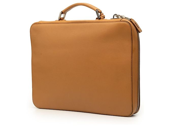 Borsa business Prada in pelle marrone - vista 2