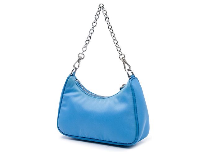 Borsa Blue Prada Mini Saffiano Trimmed Tessuto Re Edition 2005 - vista 2
