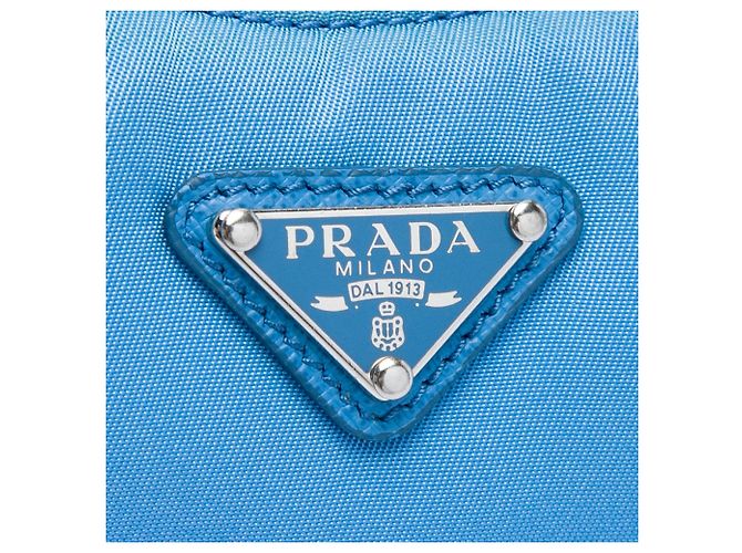 Borsa Blue Prada Mini Saffiano Trimmed Tessuto Re Edition 2005 - vista 5