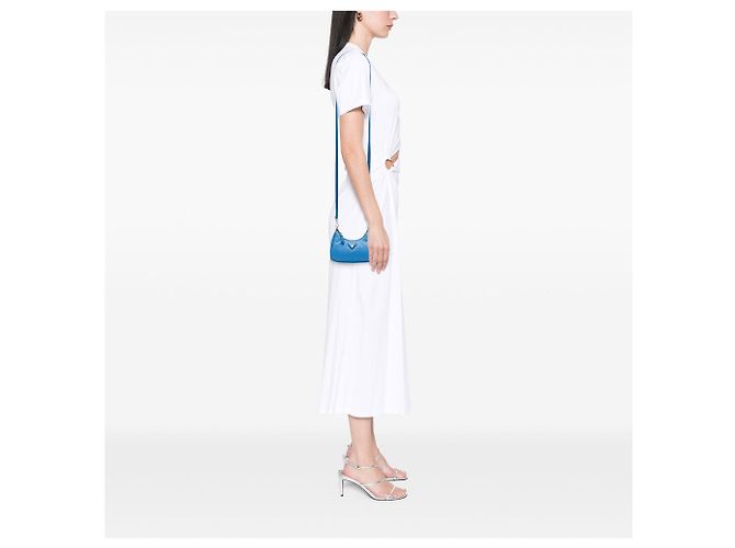 Borsa Blue Prada Mini Saffiano Trimmed Tessuto Re Edition 2005 - vista 6