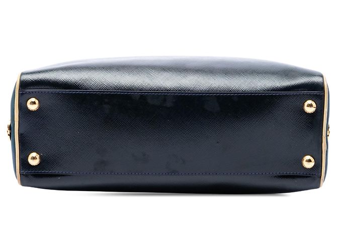 Borsa a mano Prada Bicolor Saffiano Vernice Pyramid Frame Blu - vista 3