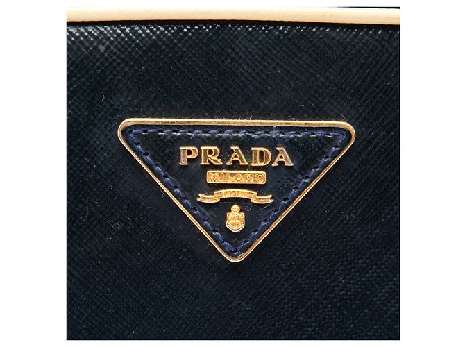 Borsa a mano Prada Bicolor Saffiano Vernice Pyramid Frame Blu - vista 5