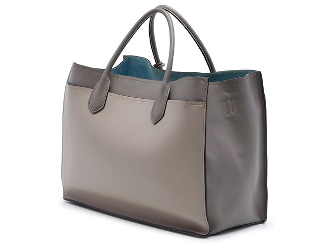 Borsa Satchel Prada City Calf Etiquette Grigia Grigio - vista 2