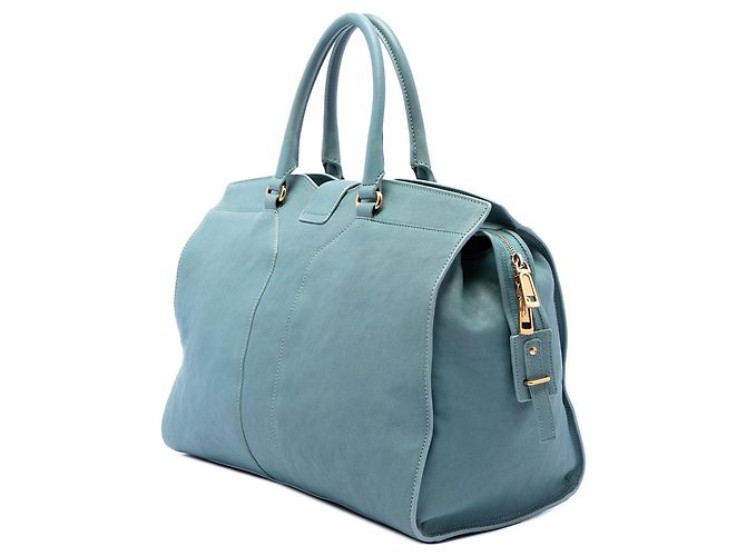 Borsa Cabas Chyc Grande in Pelle Blu Saint Laurent - vista 2
