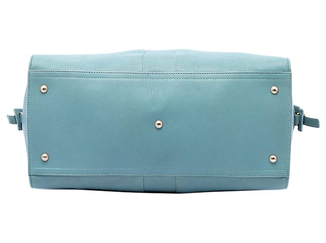 Borsa Cabas Chyc Grande in Pelle Blu Saint Laurent - vista 3