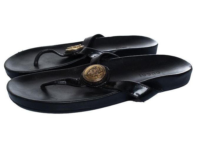 Gucci, sandali Hysteria a T in pelle nera Nero - vista 6