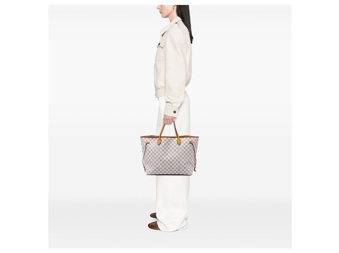 Borsa Tote Louis Vuitton Neverfull GM Damier Azur Bianca Bianco - vista 5