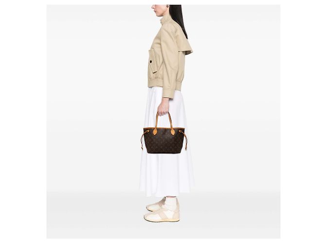 Borsa Tote Louis Vuitton Monogram Neverfull PM Marrone - vista 7
