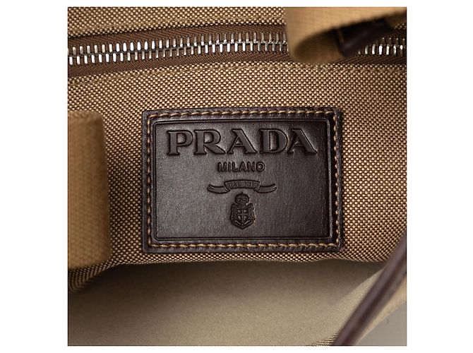 Borsa a tracolla Prada in tela Canapa logo beige - vista 5
