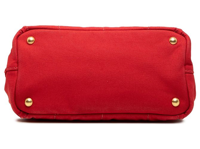 Borsa Tote Satchel Prada Small Canvas Canapa Logo rossa Rosso - vista 3